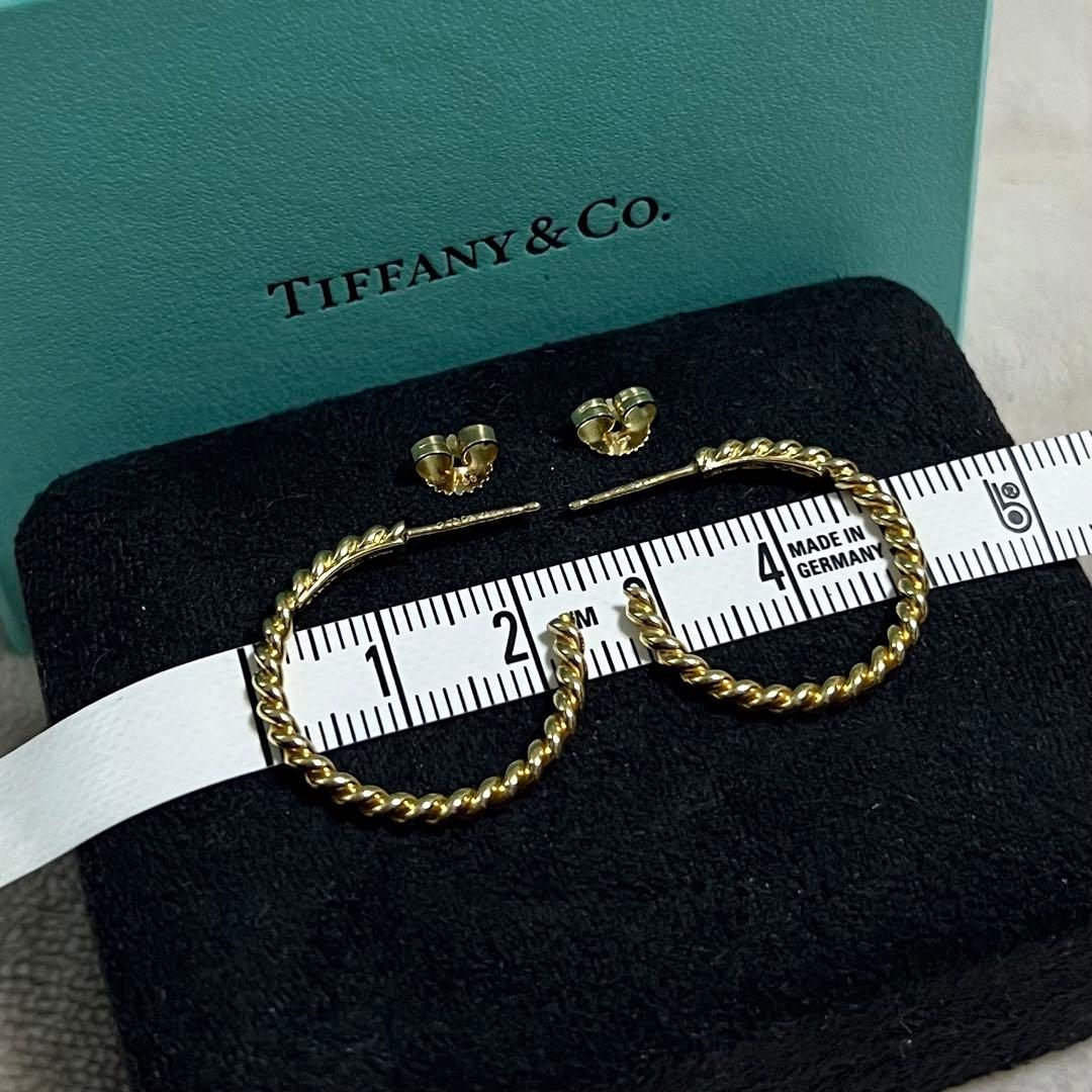 【希少】美品！Tiffany ツイスト フープ ピアス YG 18金 k18