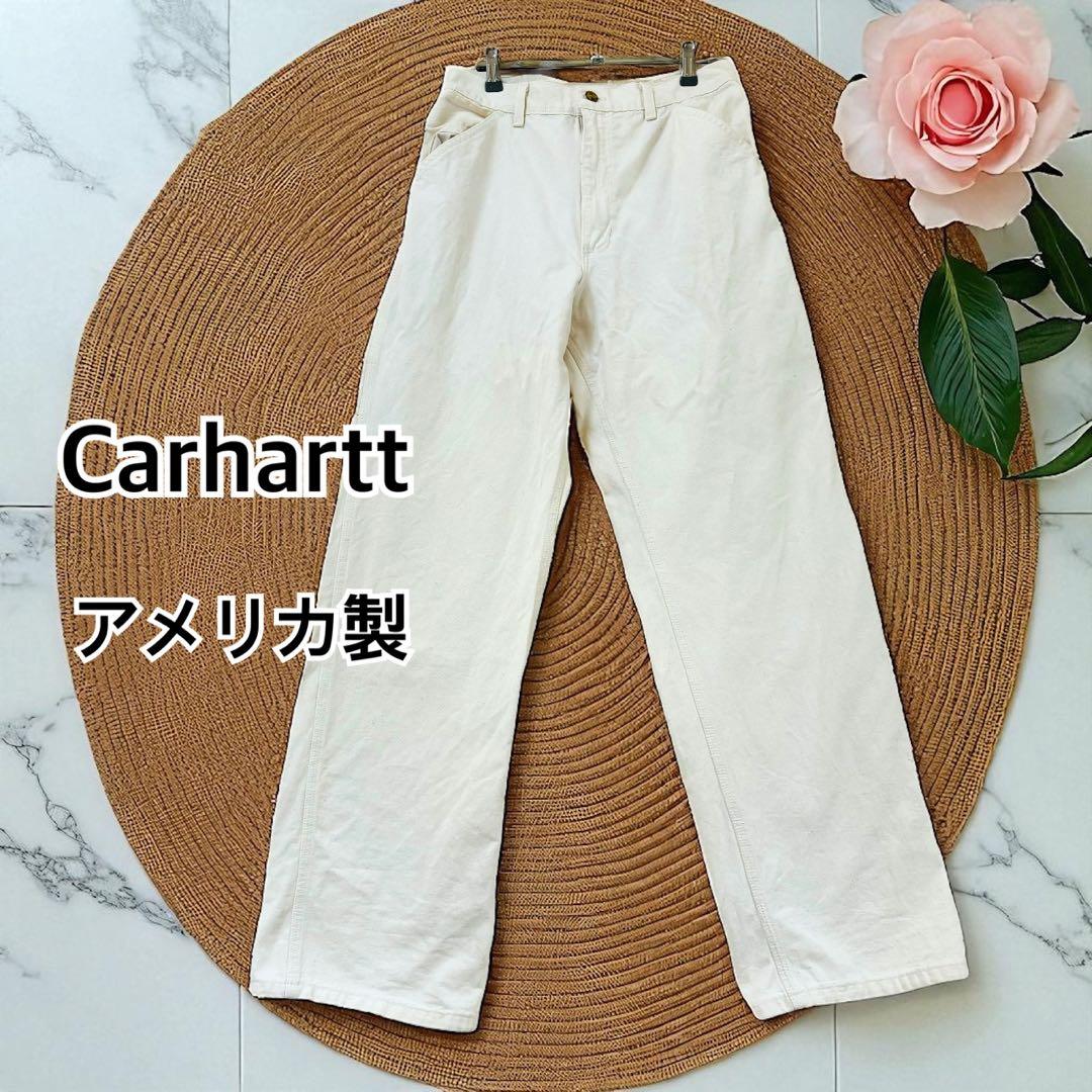 カーハート　デニム　ホワイト　USA製　ヴィンテージ　パンツ　レア　アメリカ