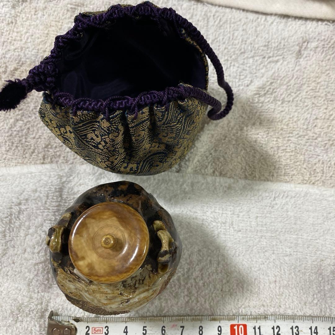 J-18 茶入　正木焼　茶道具　瀬戸　御深井　アンティーク　雑貨　美術品　工芸品