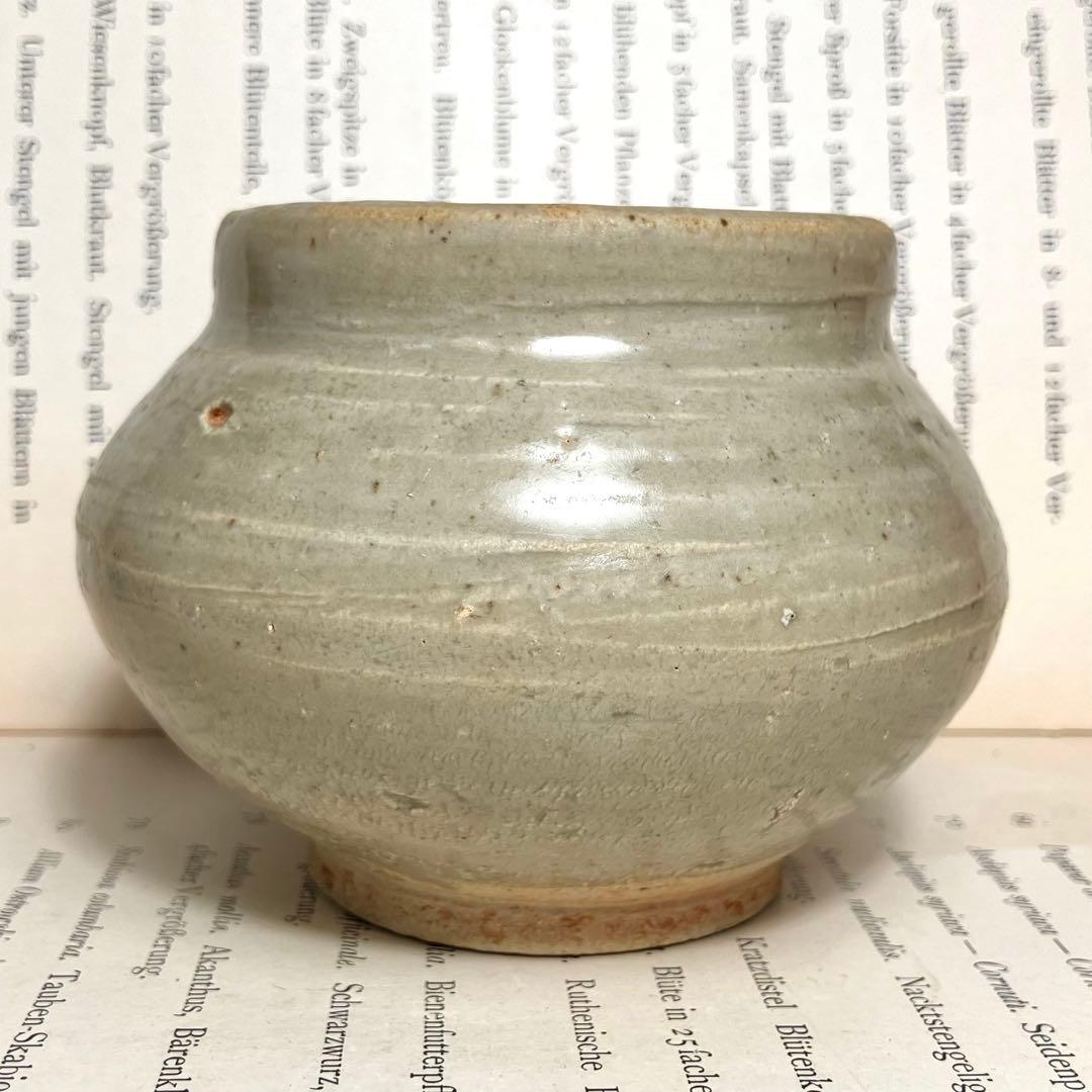 李朝 白磁 塩笥 壺 骨董 民藝 ベージュグレーII