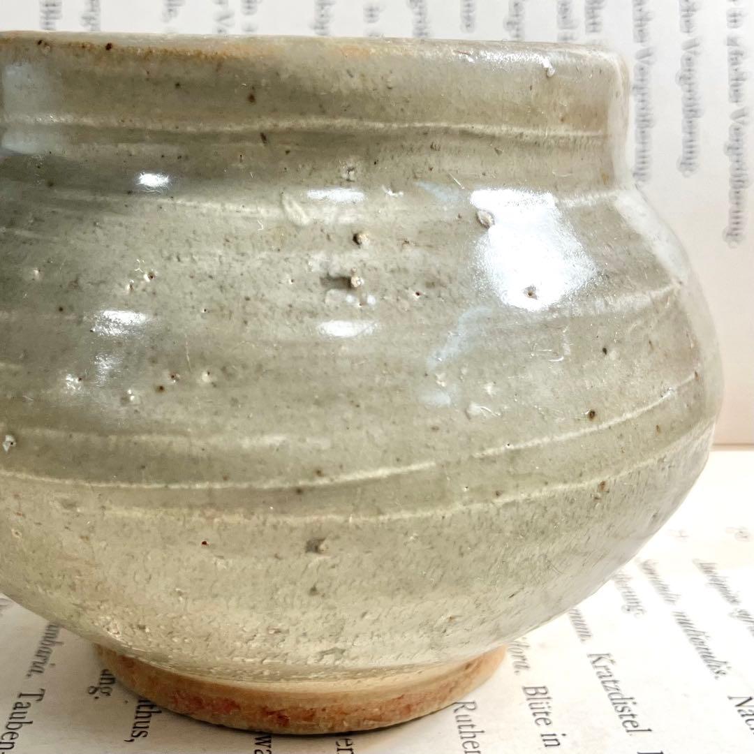 李朝 白磁 塩笥 壺 骨董 民藝 ベージュグレーII