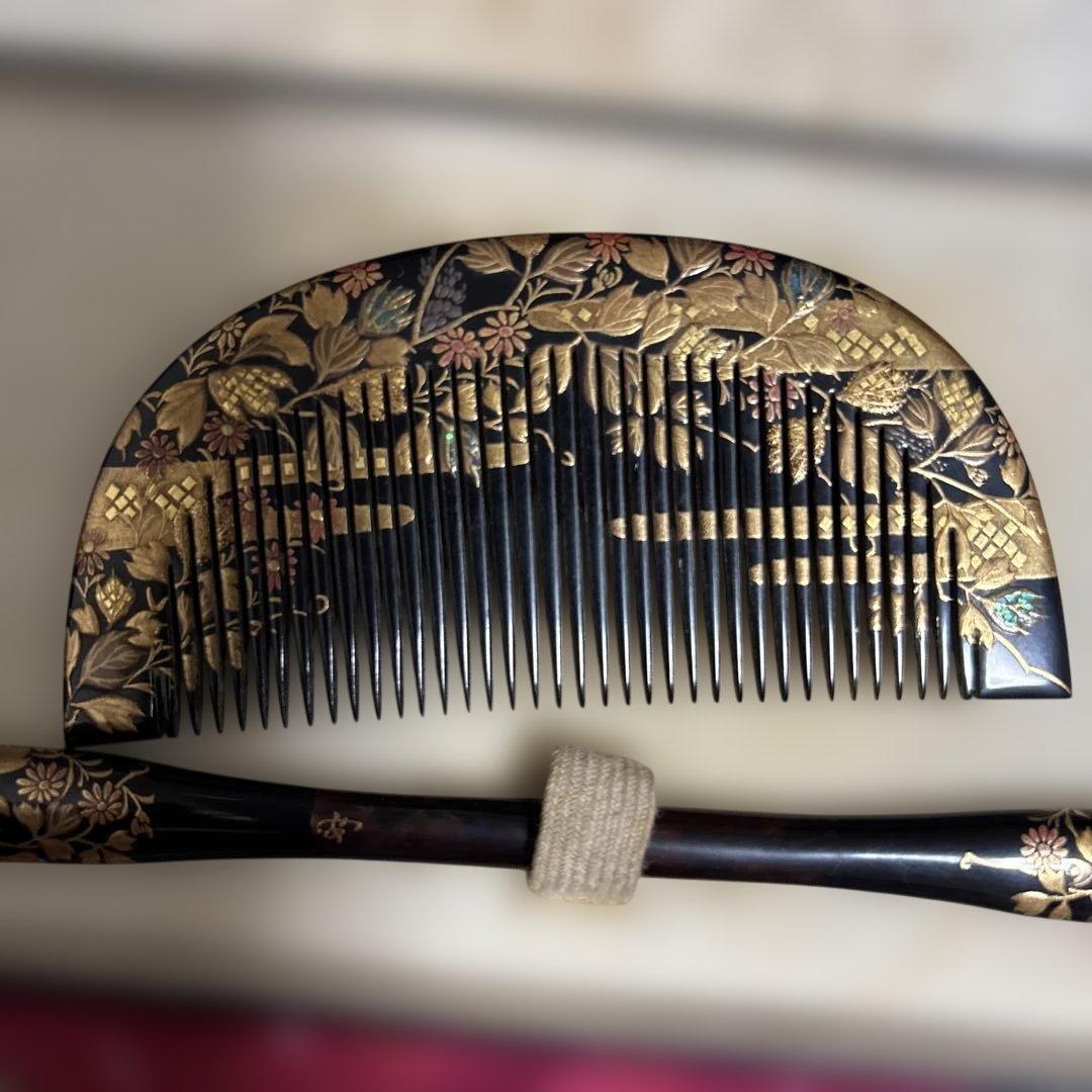 漆器 金箔装飾 櫛セット