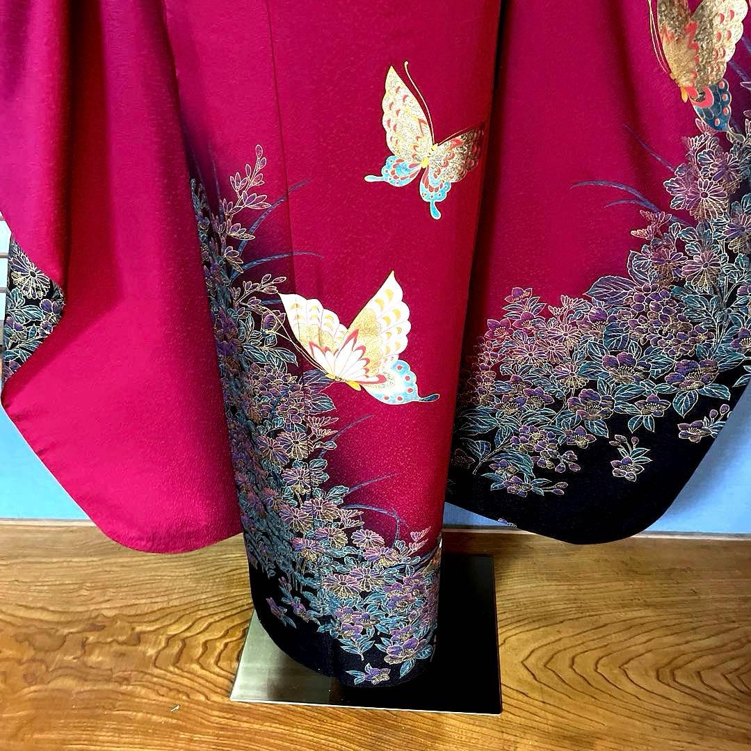 振袖フルセット　高身長　金彩友禅　成人式振袖　振袖　裄丈69 バタフライ