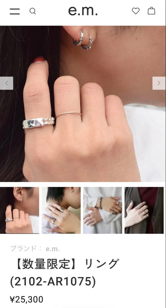 e.m. ジルコニアチェーンリング 13号 silver925 クリア