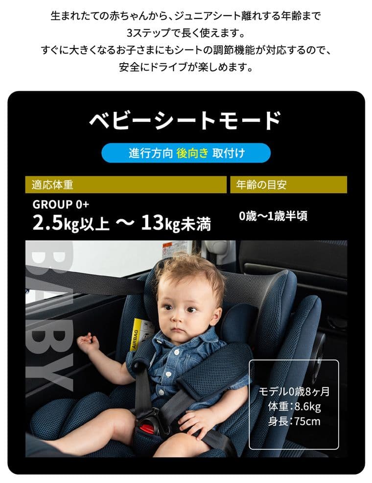 EasyPit 車用チャイルドシート ブラック　シートベルト式