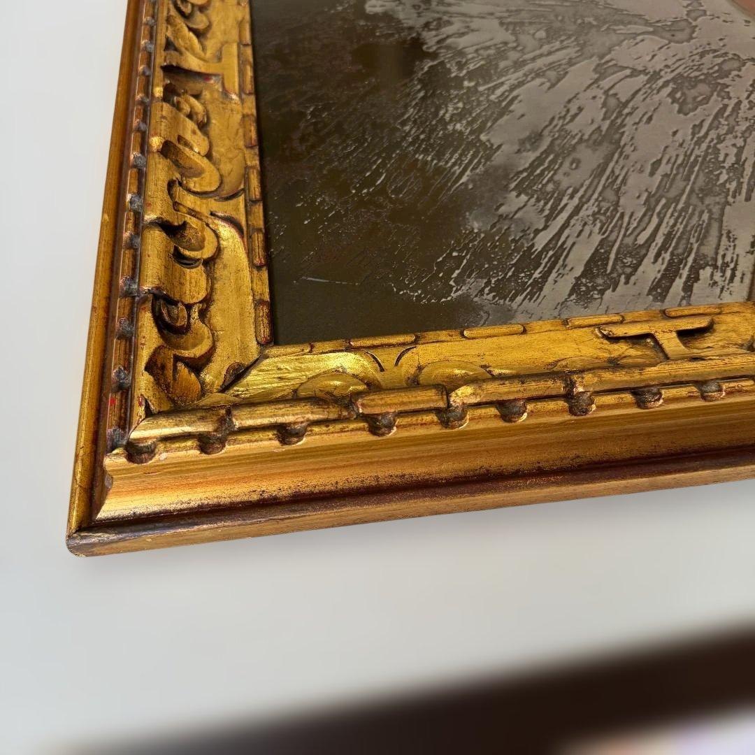 富士山 立体金属アート アンティーク調 金色木製額