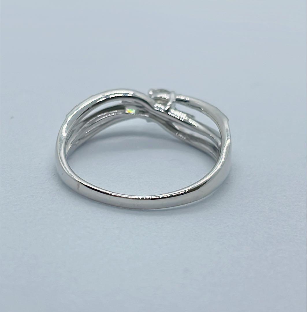 クロスデザインリング　K18WG トータル0.43ct