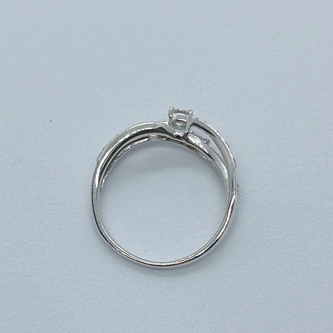 クロスデザインリング　K18WG トータル0.43ct