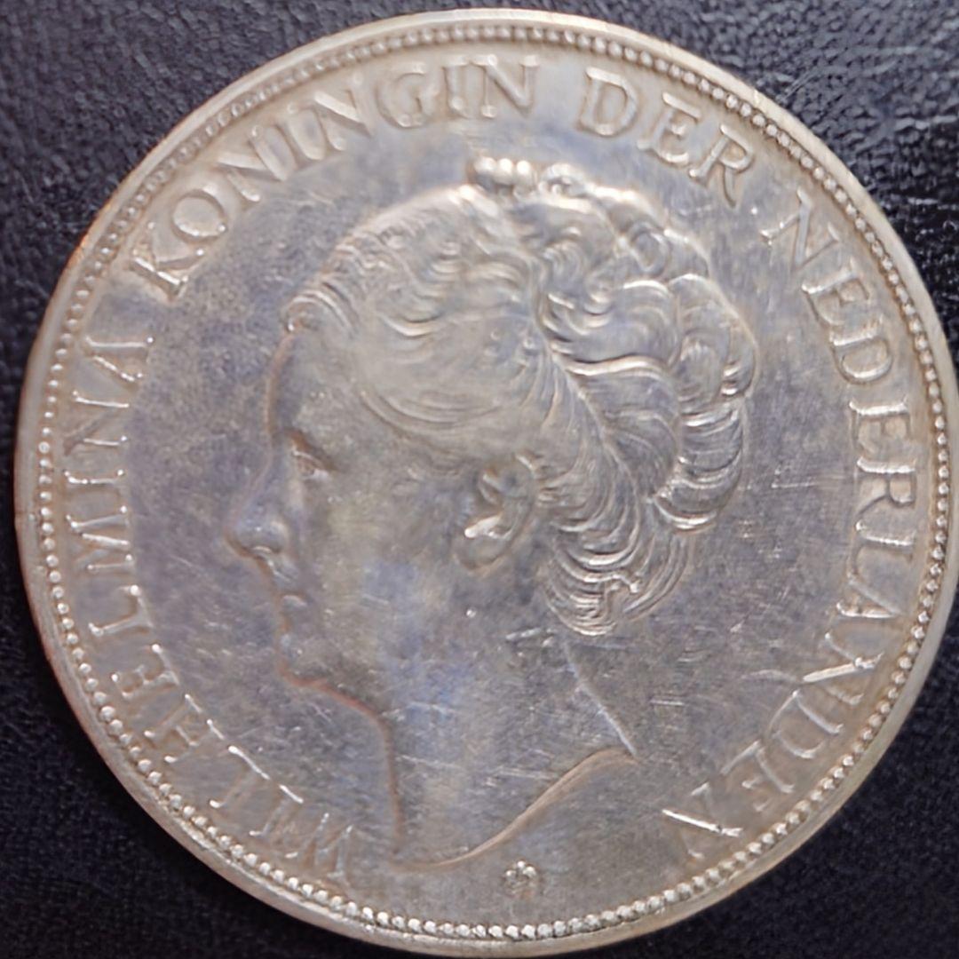 1929年 オランダ銀貨 2.5グルデン ウィルヘルミナ女王大型銀貨 SV720
