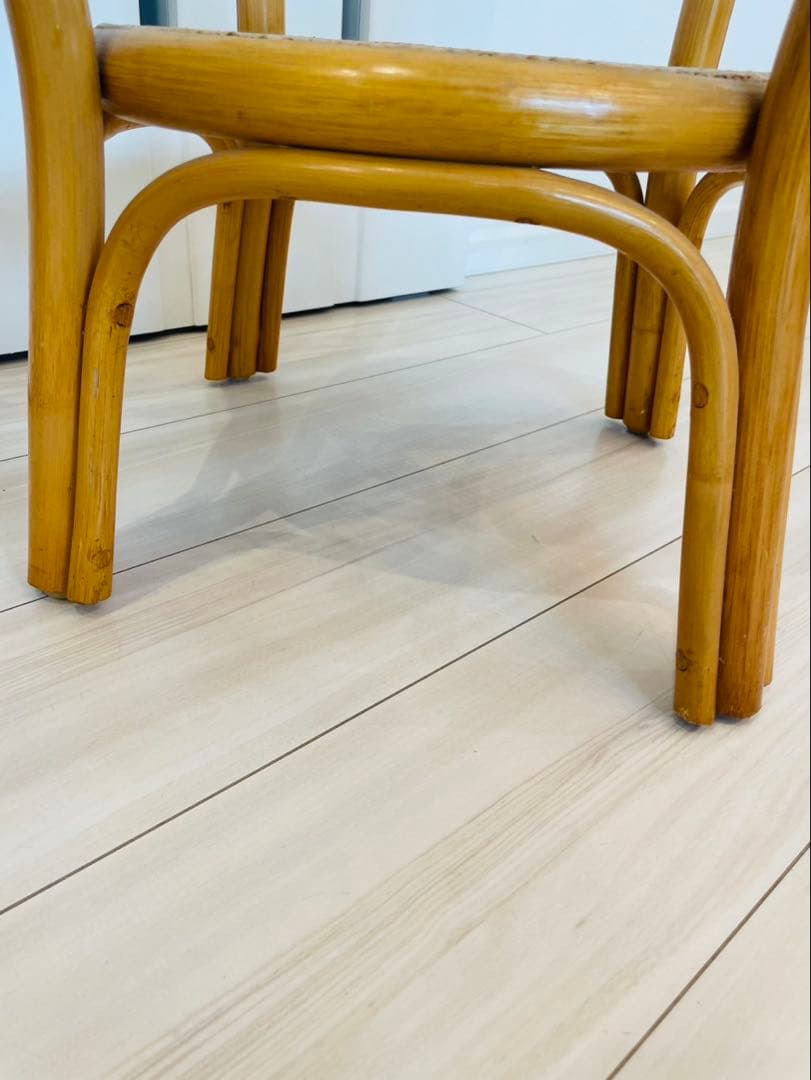 ヴィンテージ ラタンガラス ラウンドテーブルローテーブル籐 レトロ