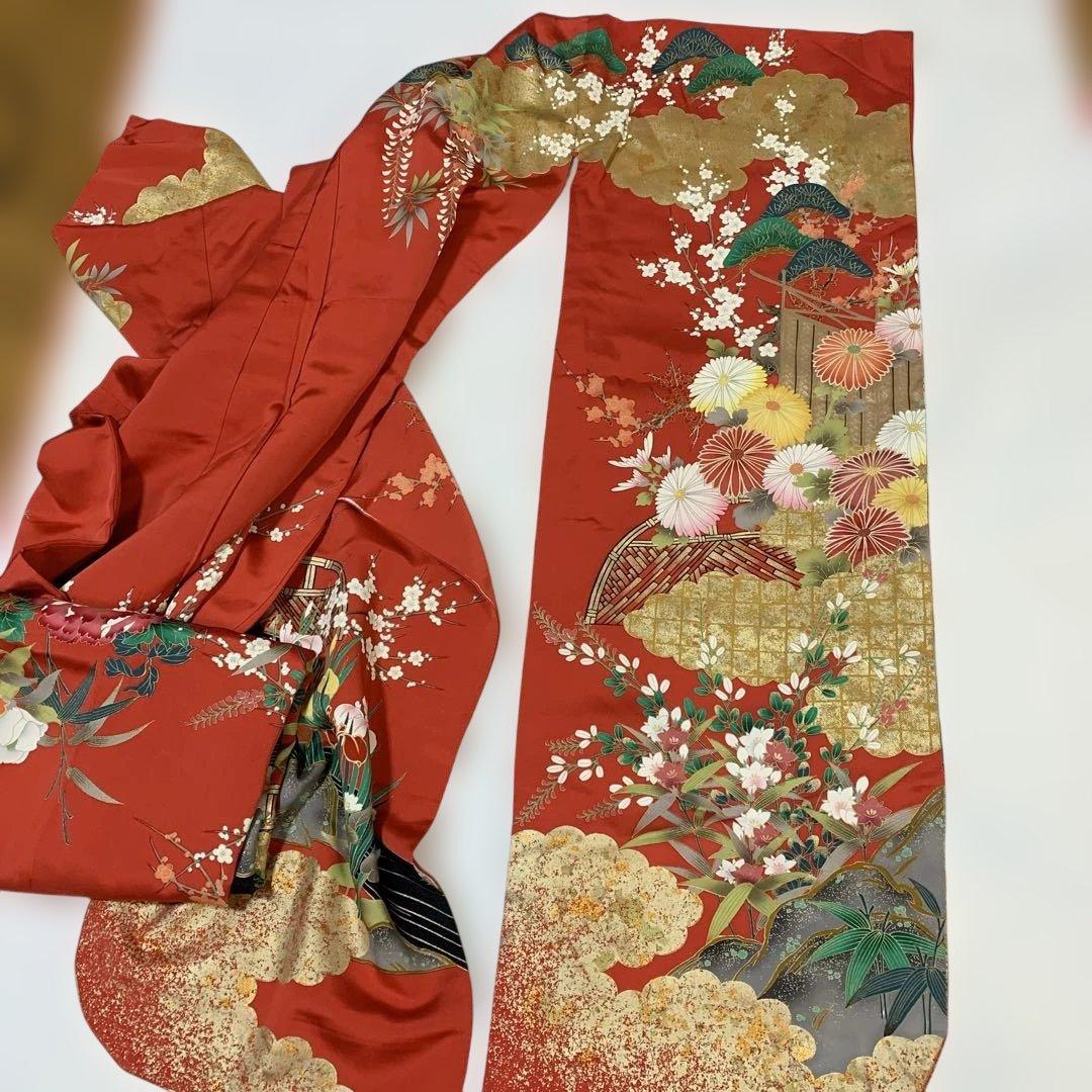 赤い花柄振袖 着物