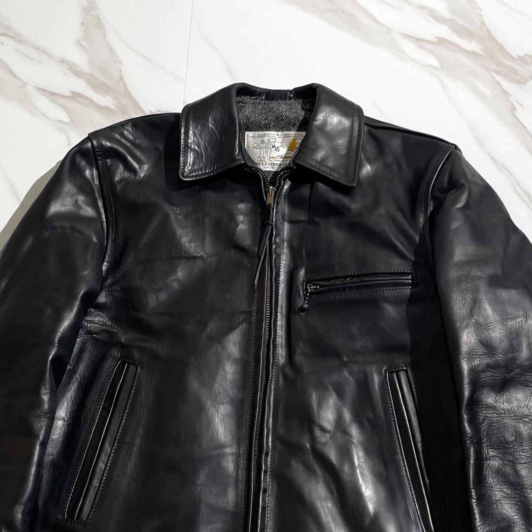 hidaritaka様　エアロレザー　レザージャケット　ホーススキン　ブラック