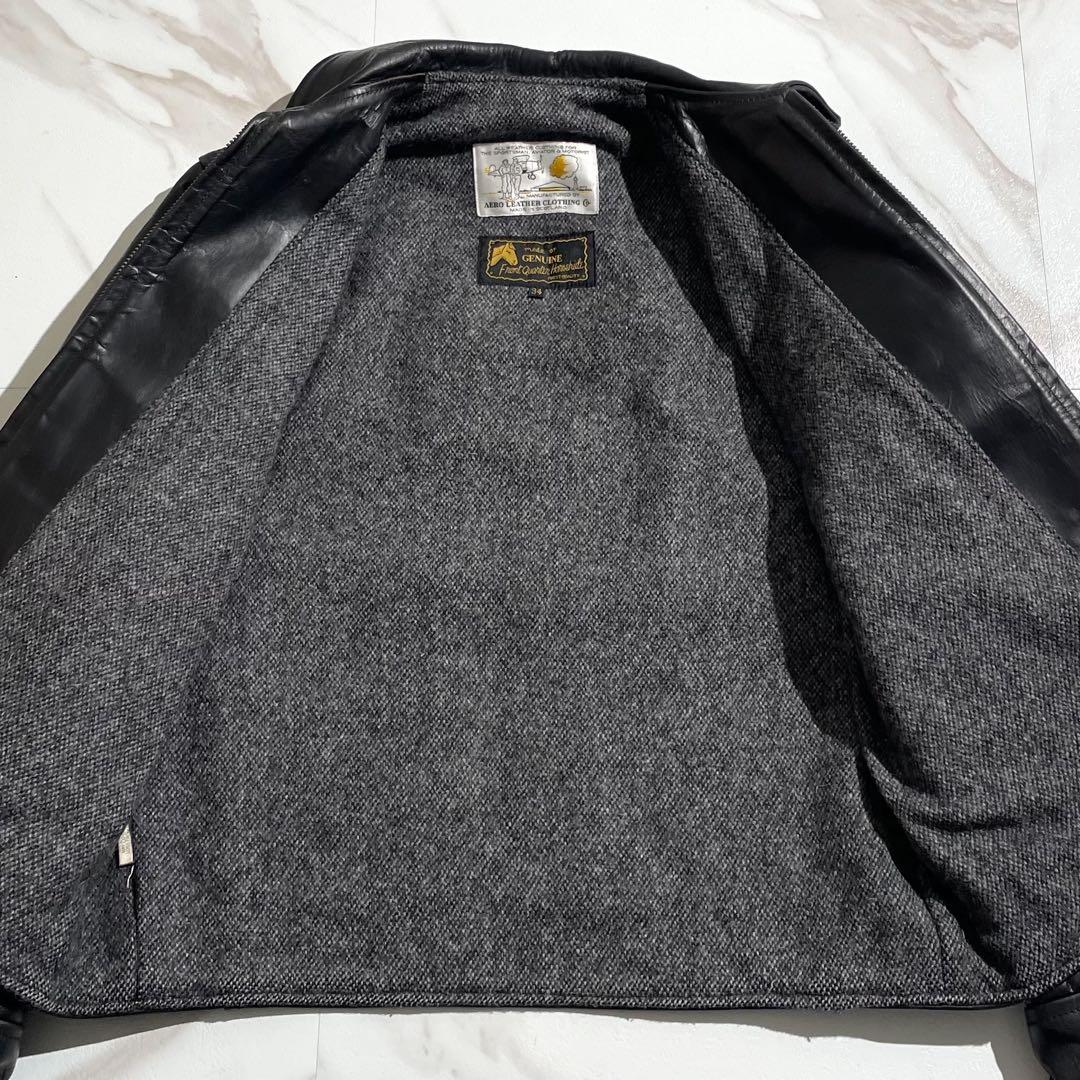 hidaritaka様　エアロレザー　レザージャケット　ホーススキン　ブラック