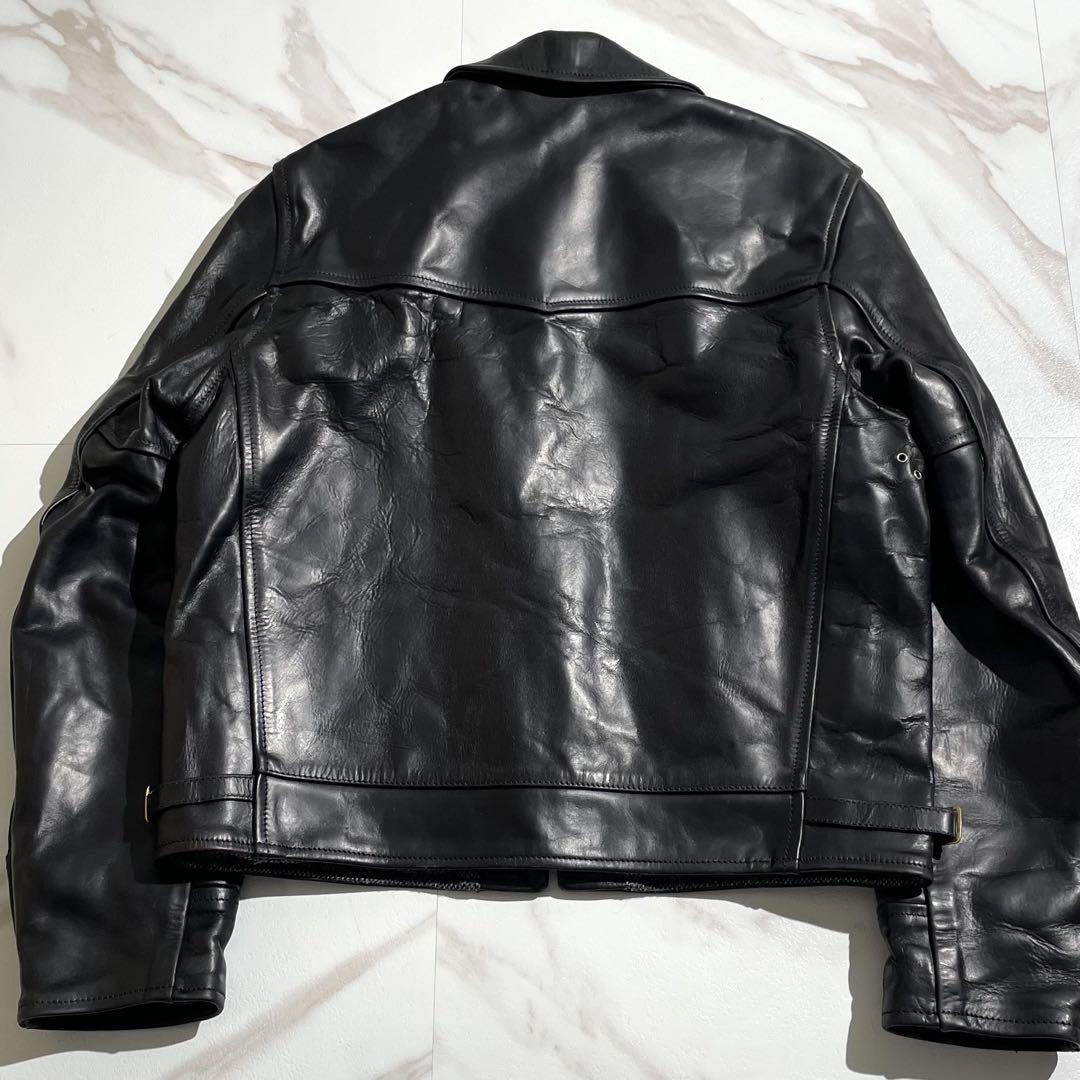 hidaritaka様　エアロレザー　レザージャケット　ホーススキン　ブラック