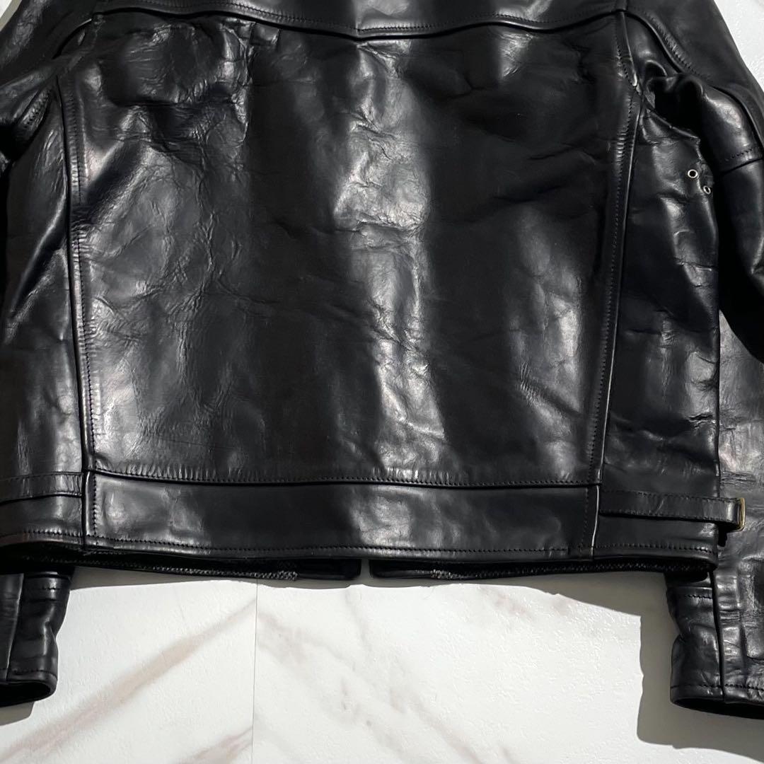 hidaritaka様　エアロレザー　レザージャケット　ホーススキン　ブラック