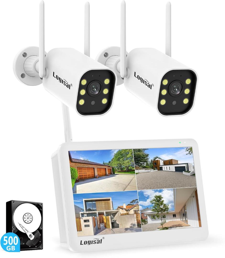 モニター付き❗️500万画素 信号強化 防犯カメラ 屋外2台 ワイヤレス IP66