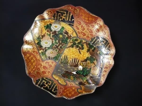 色絵割図 古九谷風 古式図 全6点 伝統的な陶器 6点セット