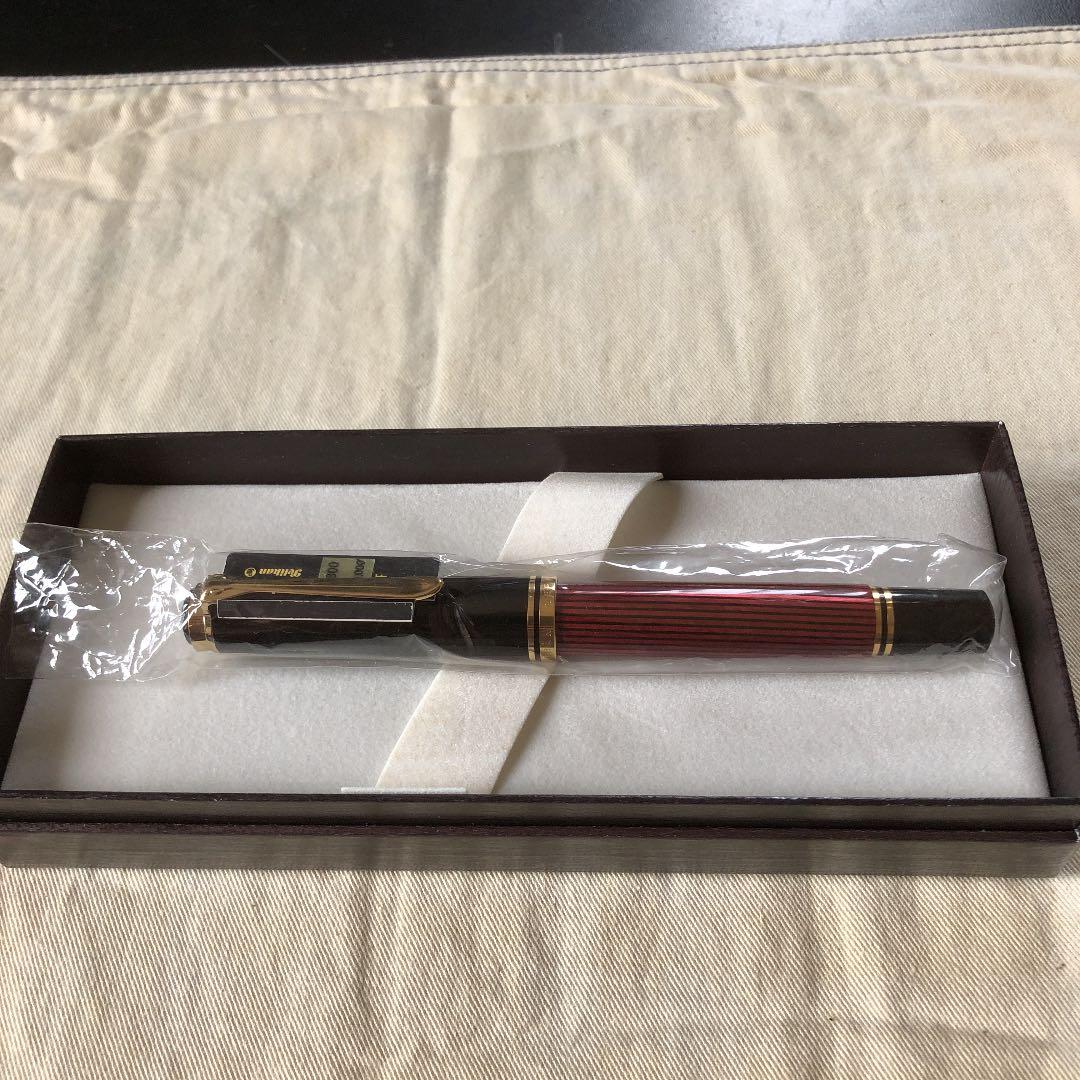 Pelikan ペリカン 万年筆 M800 赤縞　Fニブ　PF刻印あり