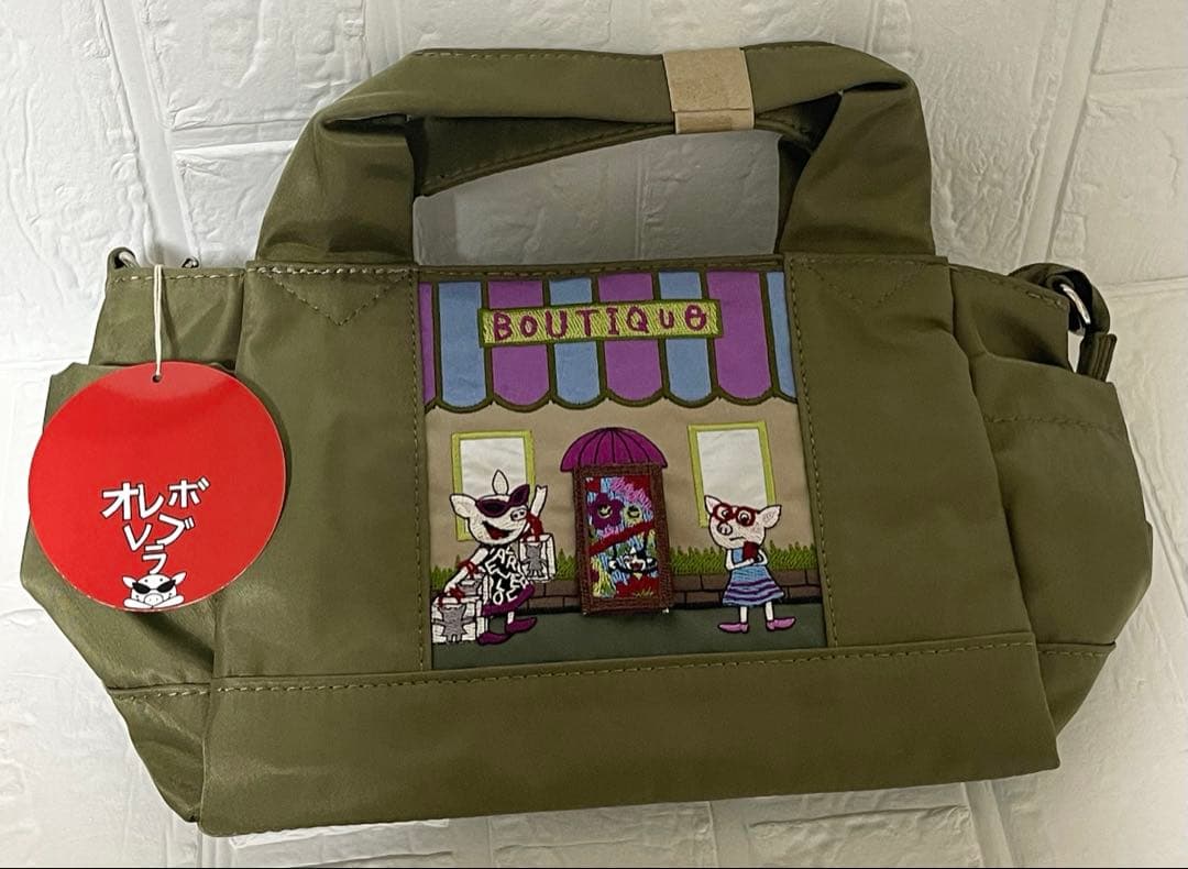 新品アルベロベロブタちゃん刺繍ブティック2wayショルダー・ハンドバッグ軽量