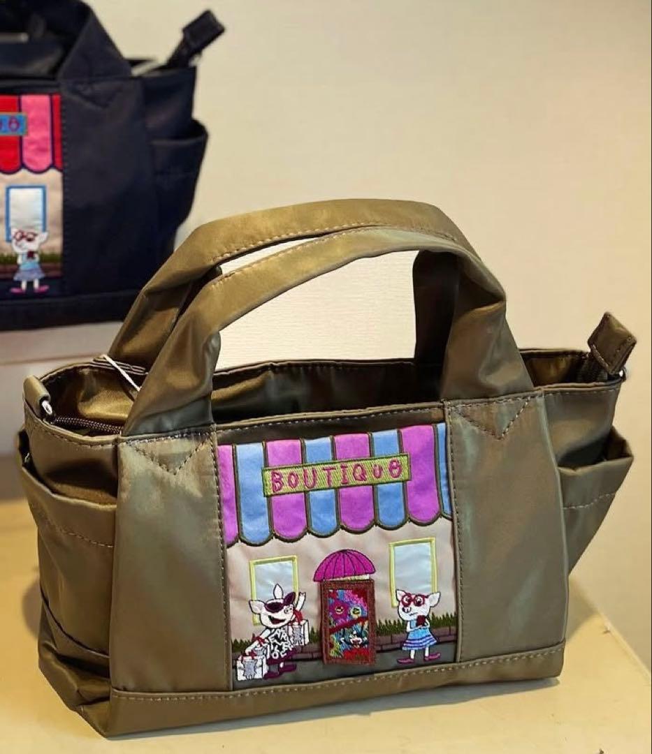 新品アルベロベロブタちゃん刺繍ブティック2wayショルダー・ハンドバッグ軽量