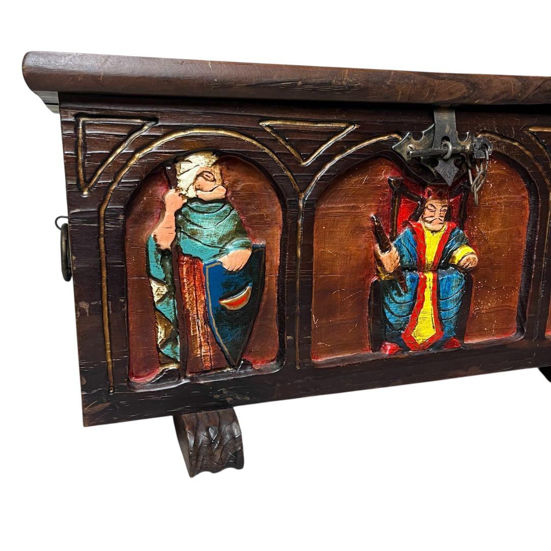 スペイン製 アンティーク 木箱 スツール 海外ヴィンテージ 小物入れ