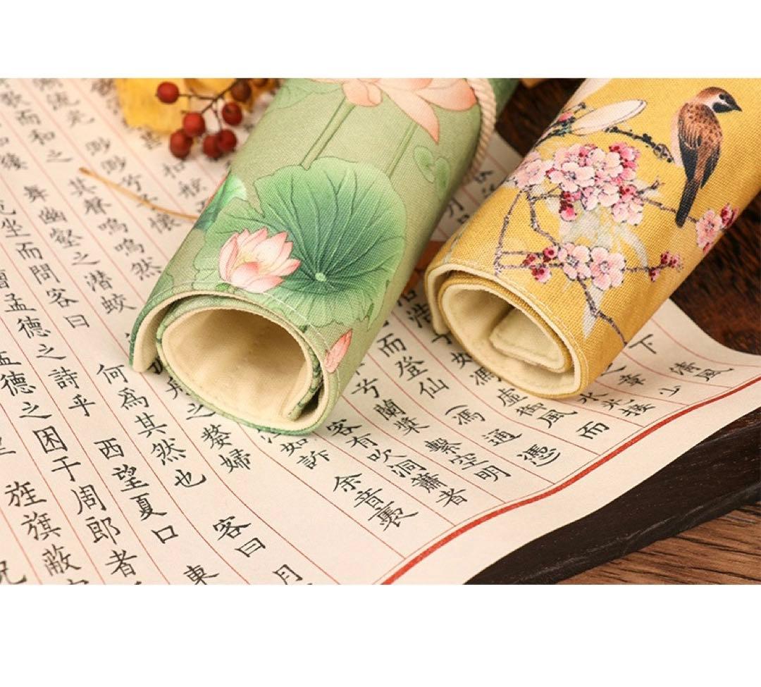 蓮ペンケース李朝シノワズリ漢服ロータス睡蓮書道硯墨絵画筆箱筆入れ収納台湾香港浴衣