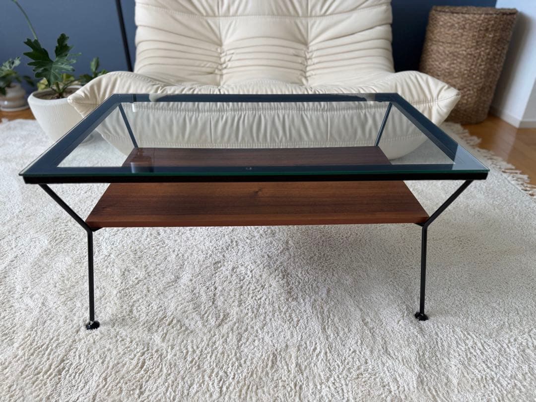 モダンガラスローテーブル