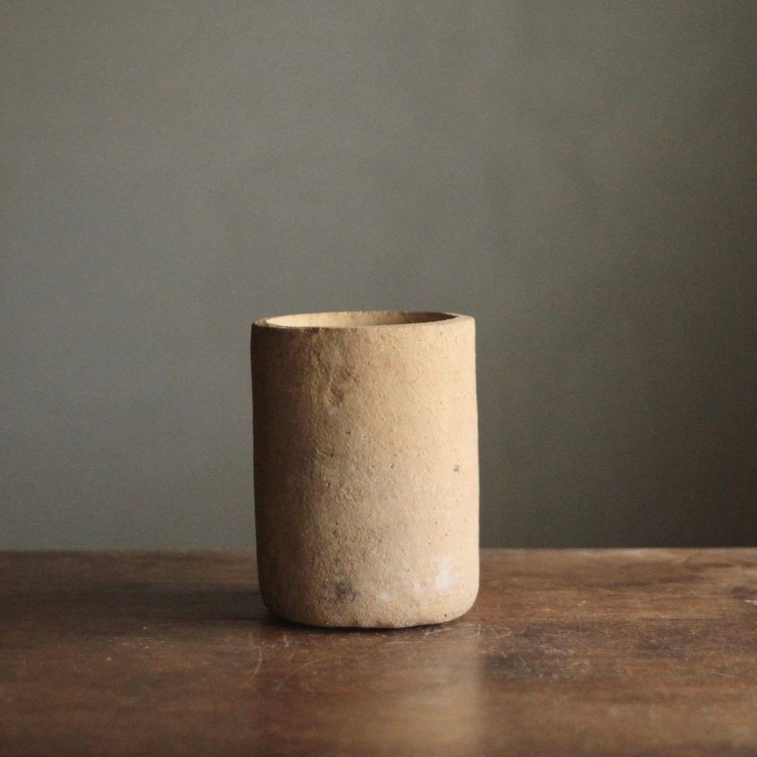 素焼き 筒 花器 花入 古道具 アンティーク 筒容器 オブジェ
