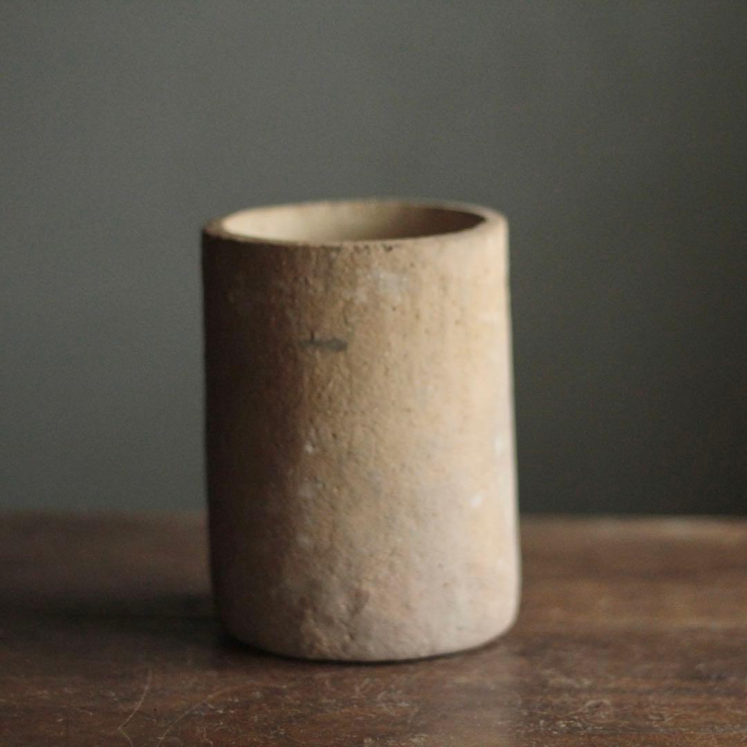 素焼き 筒 花器 花入 古道具 アンティーク 筒容器 オブジェ