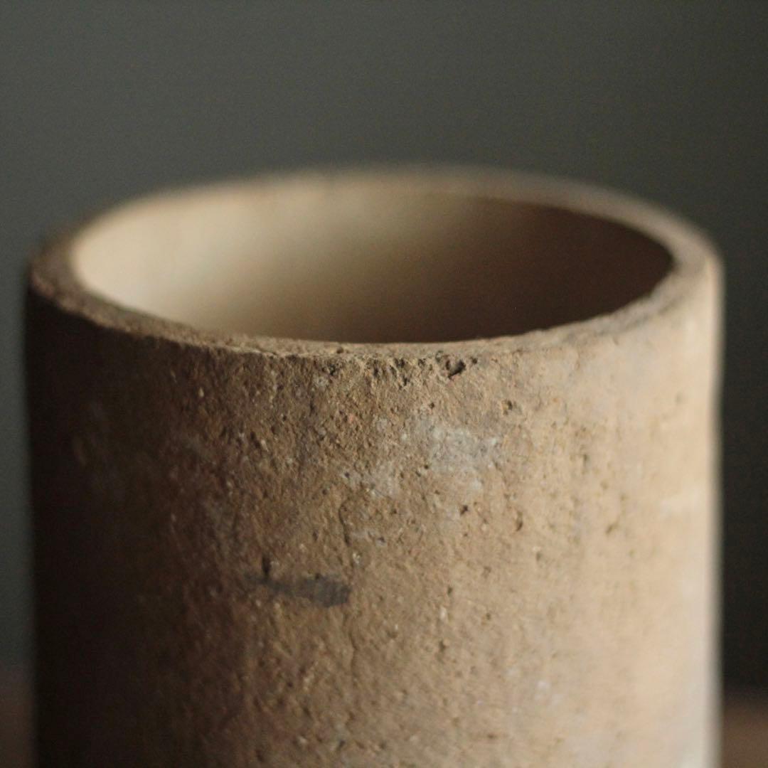 素焼き 筒 花器 花入 古道具 アンティーク 筒容器 オブジェ