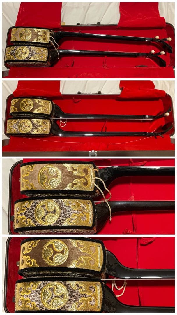 三線 ヘビ皮 2本　ケース付き　難あり