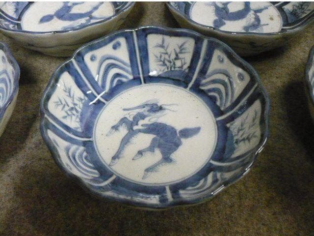 麒麟に仕切絵 伊万里 染付 なます皿 10枚 [B31331]