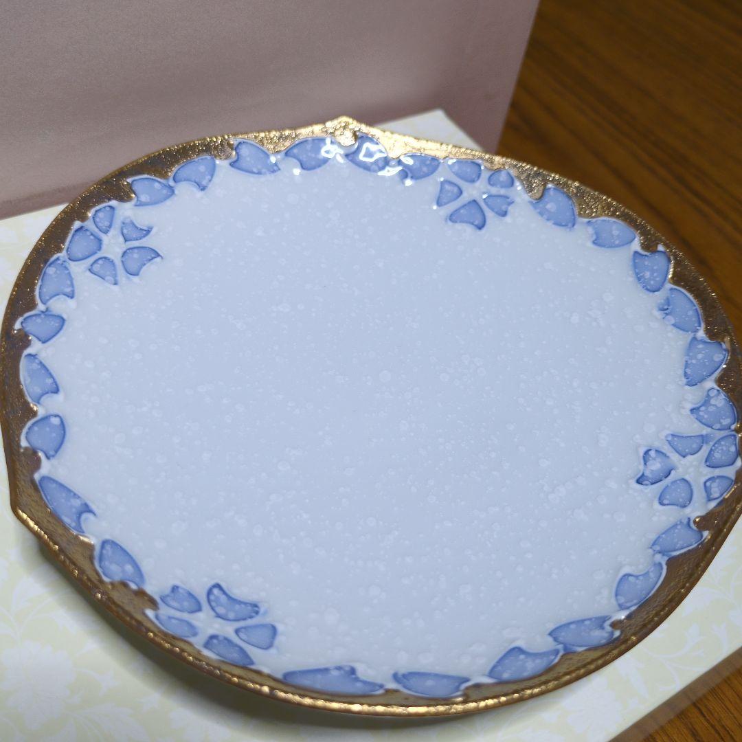 「有田焼 」「文山窯」「 輪花」「カップ＆ソーサー 」金「ピンクブルー」2客