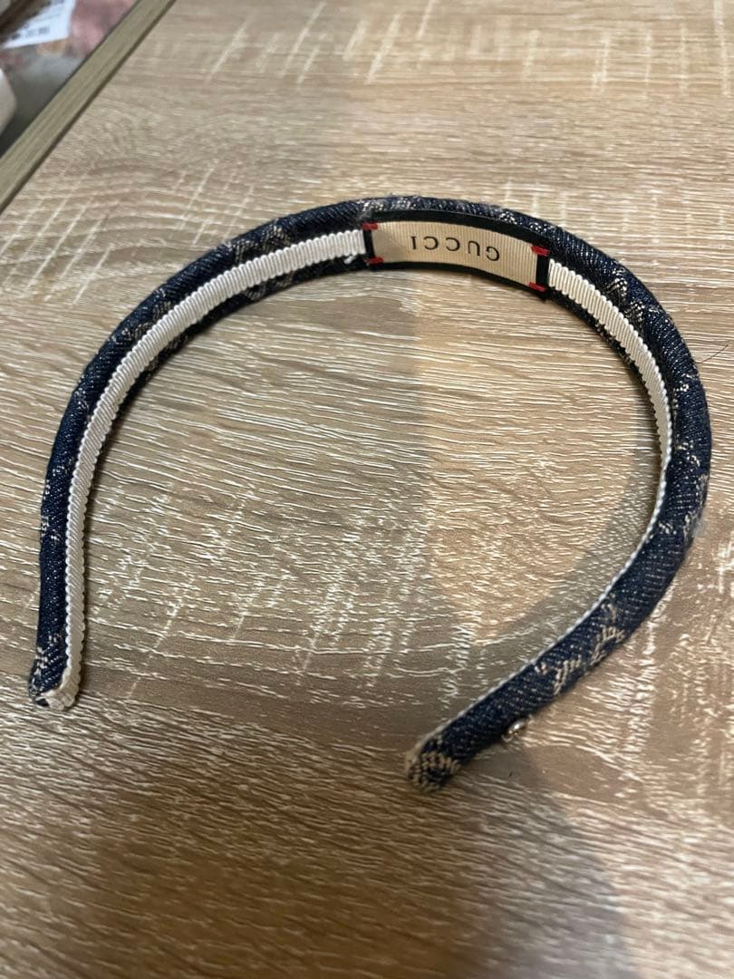GUCCI デニム ヘアバンド ネイビー