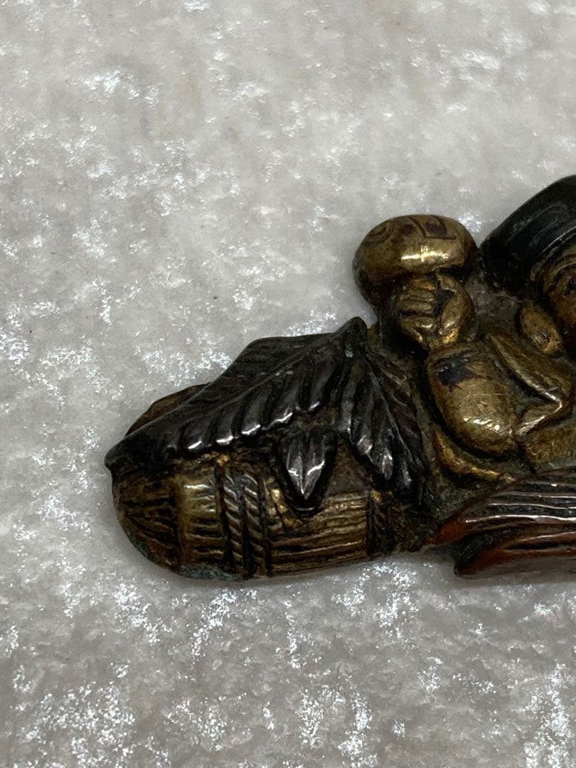 時代物 当時物 目貫 刀装具 在銘あり 立武？ 七福神 大黒天 恵比寿天 弁財天