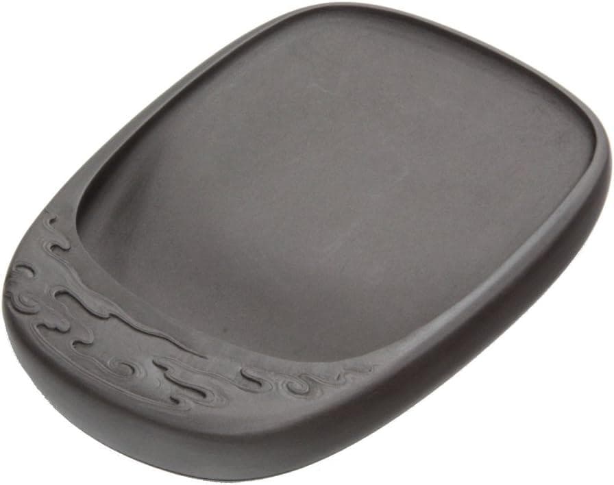 端渓硯 彫花楕円瑞雲硯 6吋