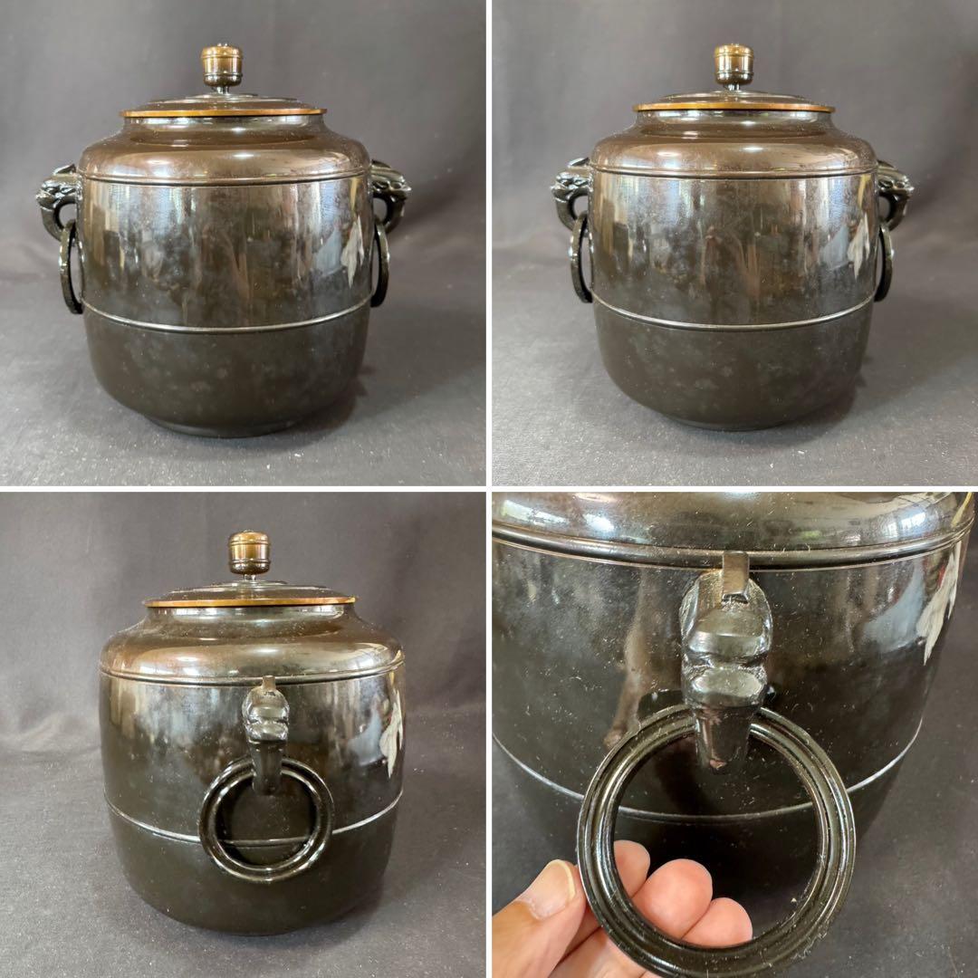 G21 送料無料　唐銅皆具　建水　尺立　水指　茶道具　蓋置 共箱　在銘