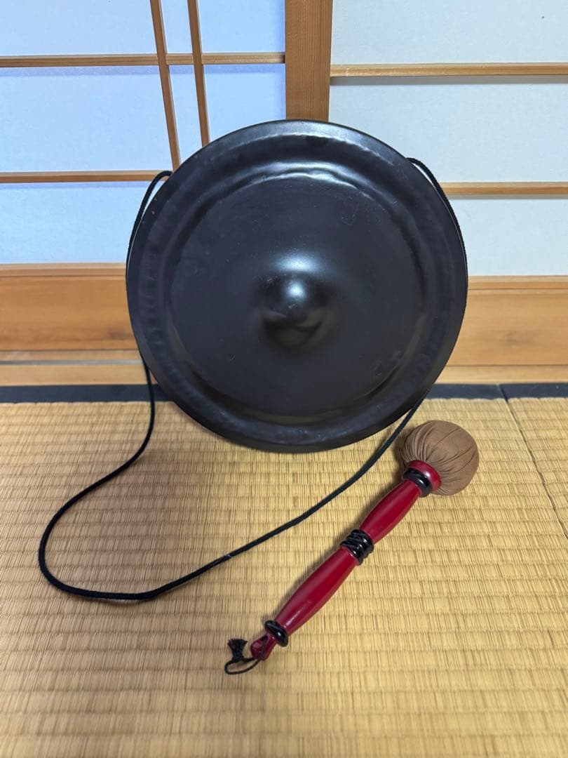 【茶道具】銅鑼 鑼 バイ付き