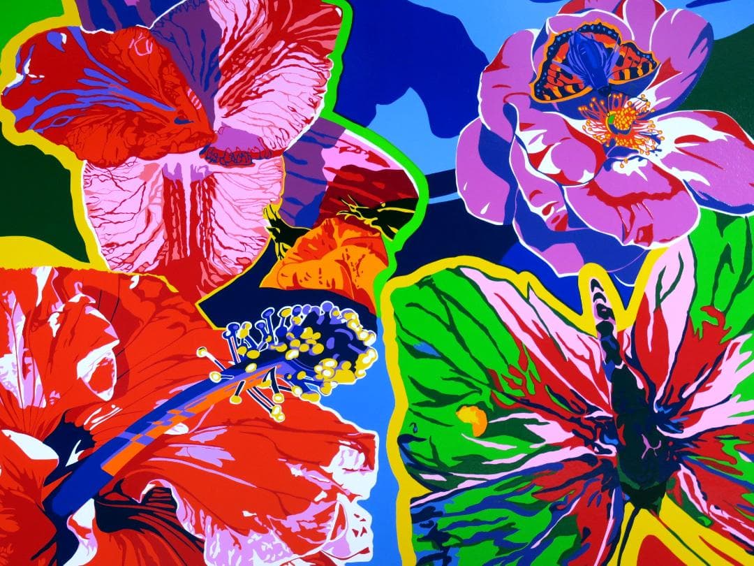 【ヒロ・ヤマガタ】　ハイビスカス　シルクスクリーンシート　山形博導