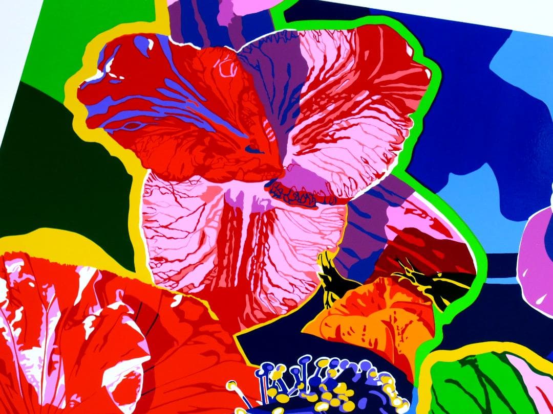 【ヒロ・ヤマガタ】　ハイビスカス　シルクスクリーンシート　山形博導