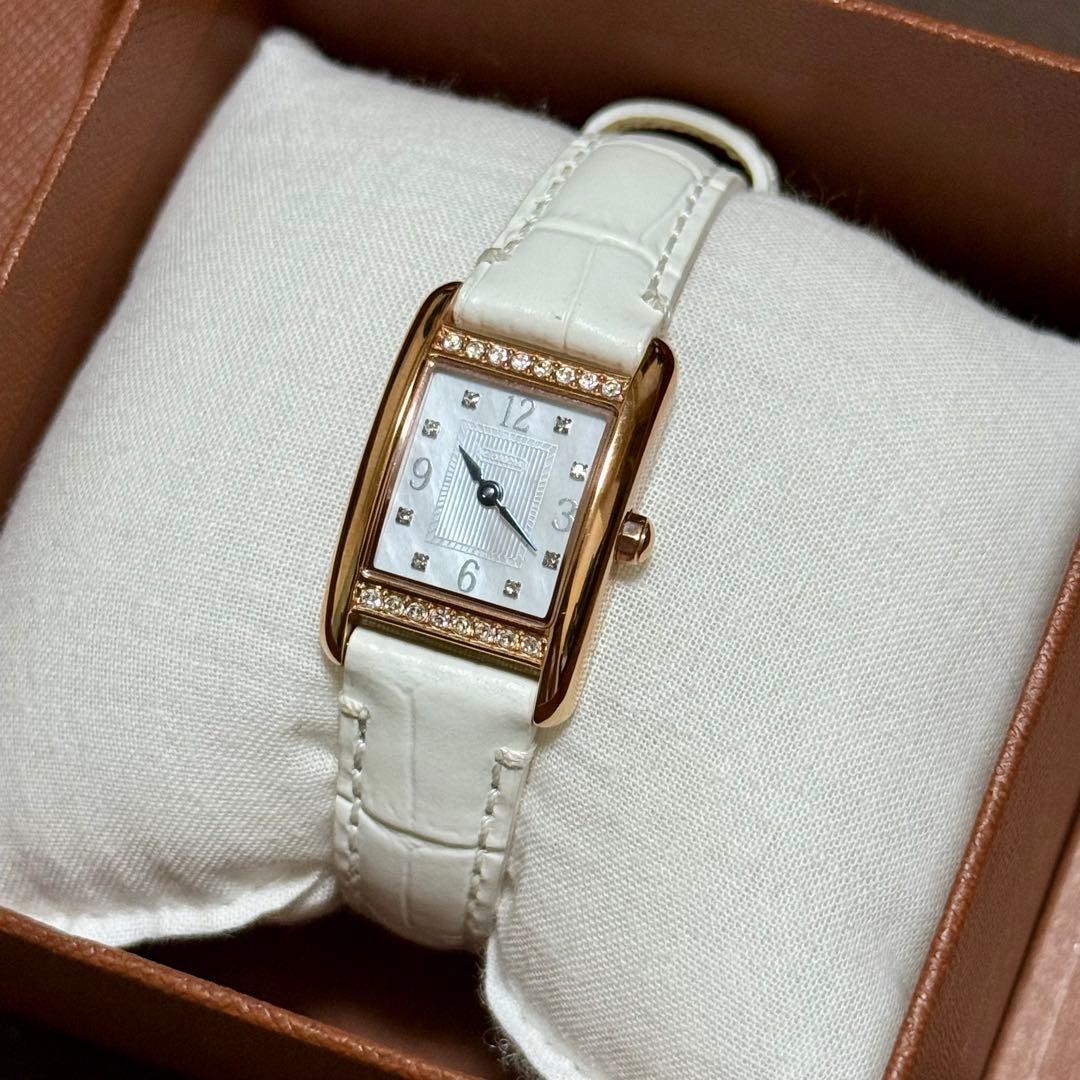 【新品未使用希少】COACH腕時計 ホワイトシェル ピンクゴールド レザーベルト