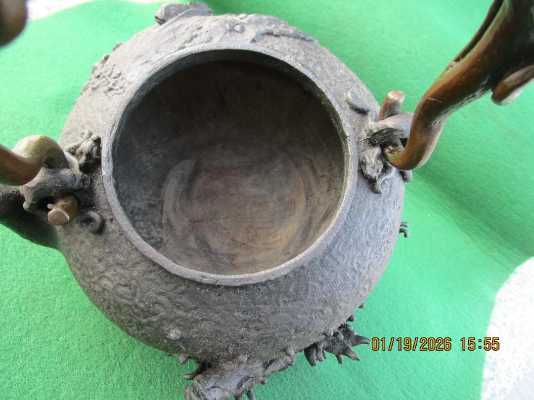 鉄瓶　銅蓋　細工物　水漏れ等なし　飾り物　1個