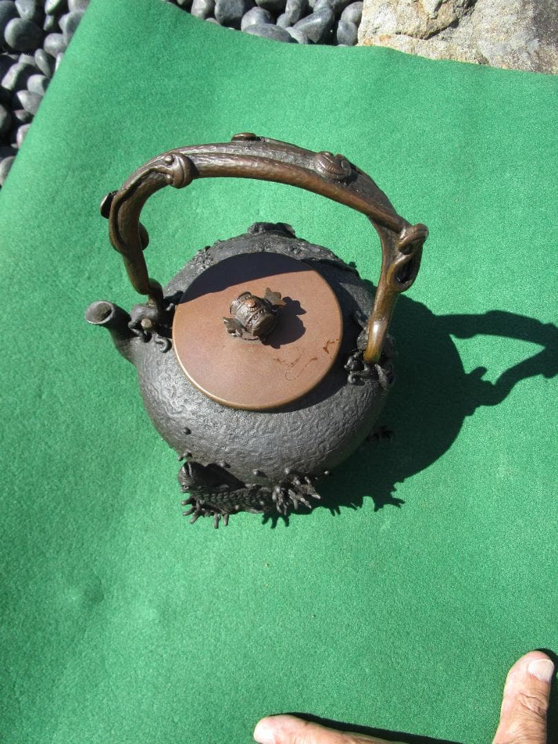鉄瓶　銅蓋　細工物　水漏れ等なし　飾り物　1個