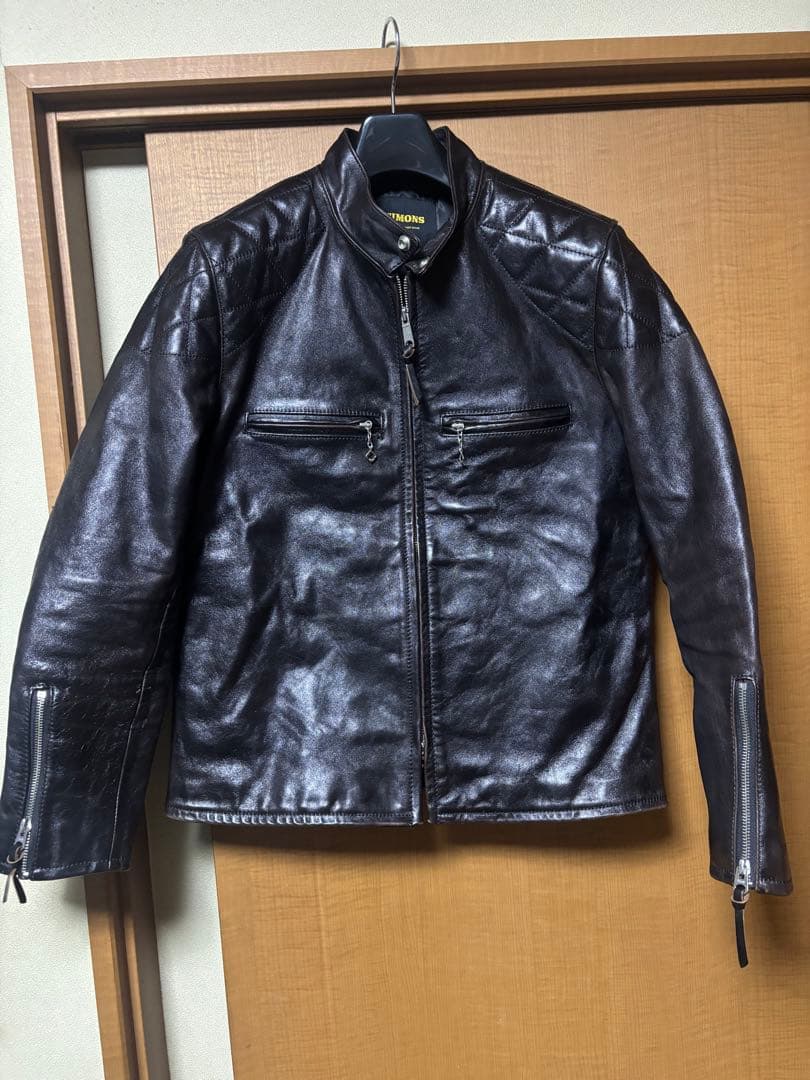 ホースレザー　SIMONS製 シモンズ　ライダース　茶芯　L タロンジップ　馬革