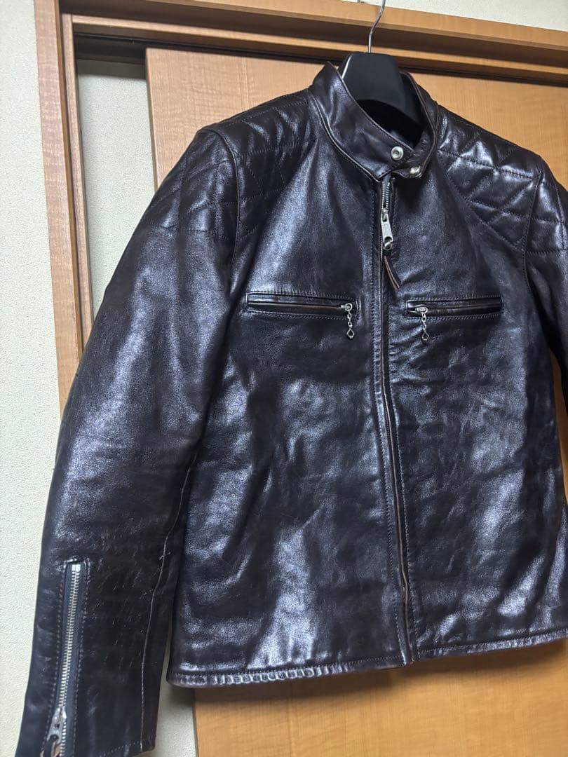 ホースレザー　SIMONS製 シモンズ　ライダース　茶芯　L タロンジップ　馬革