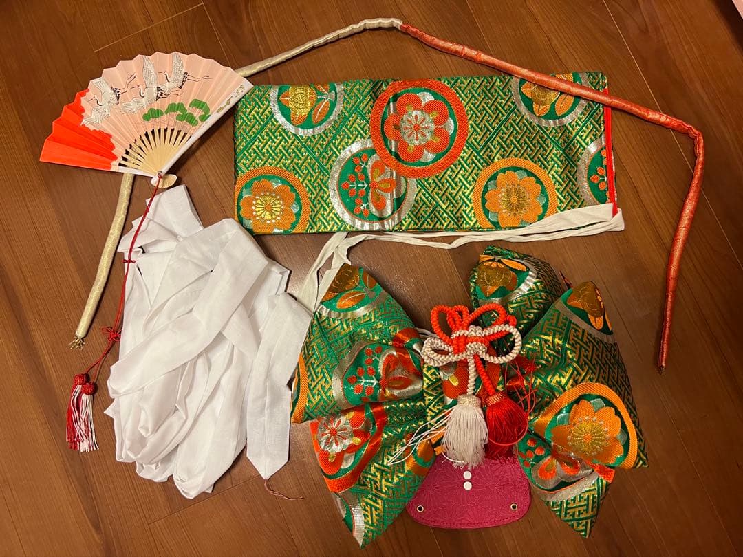 nompi　七五三用オレンジ着物と付属品セット