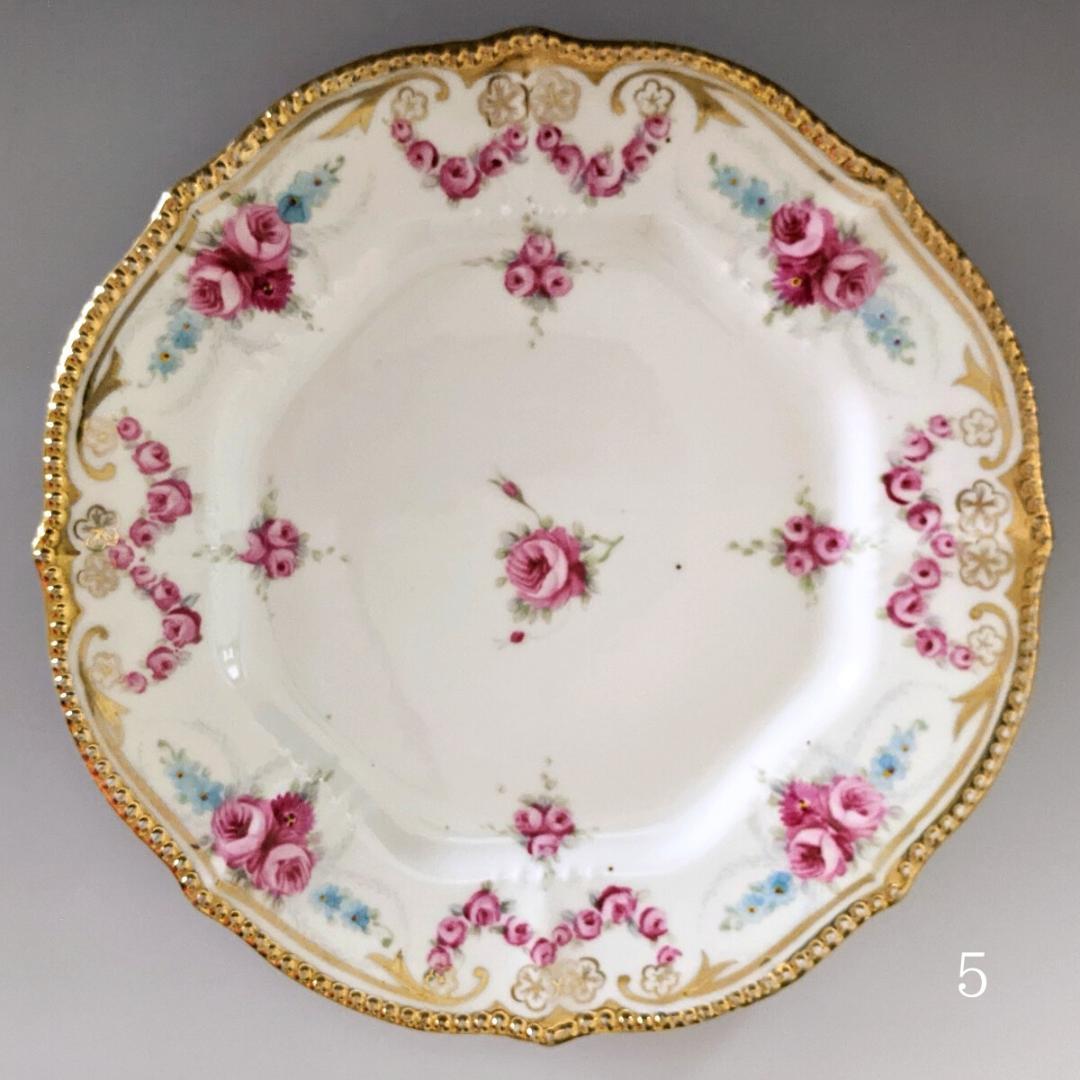 オールドノリタケ アールヌーボー様式 高級金盛上薔薇図紋６枚プレートセットその1