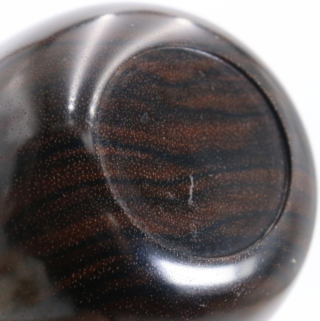 畑幸春作 縞黒檀に竹根嵌 高台寺蒔絵 中棗 茶道具 共箱　V946