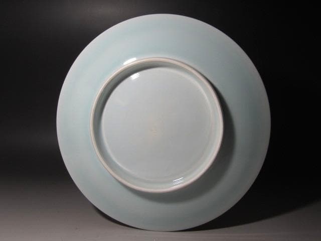 ★　塚本快示　(快山)　青白磁涛文皿　目をひく一品です★x507