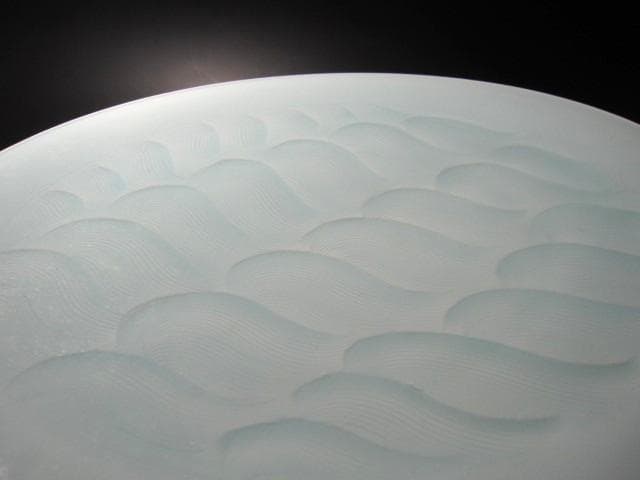 ★　塚本快示　(快山)　青白磁涛文皿　目をひく一品です★x507